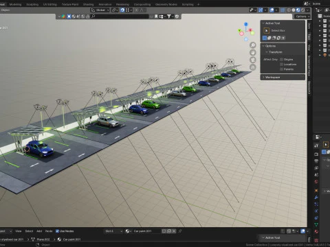 Low Poly Solar Carport Type-3 Pack 3D Model