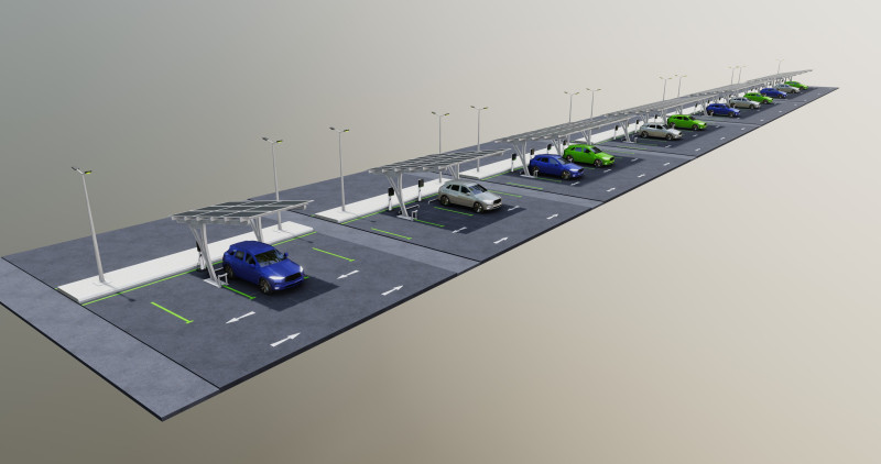Low Poly Solar Carport Type-4 Pack Model 3D .c4d .max .obj .3ds .fbx .stl .blend