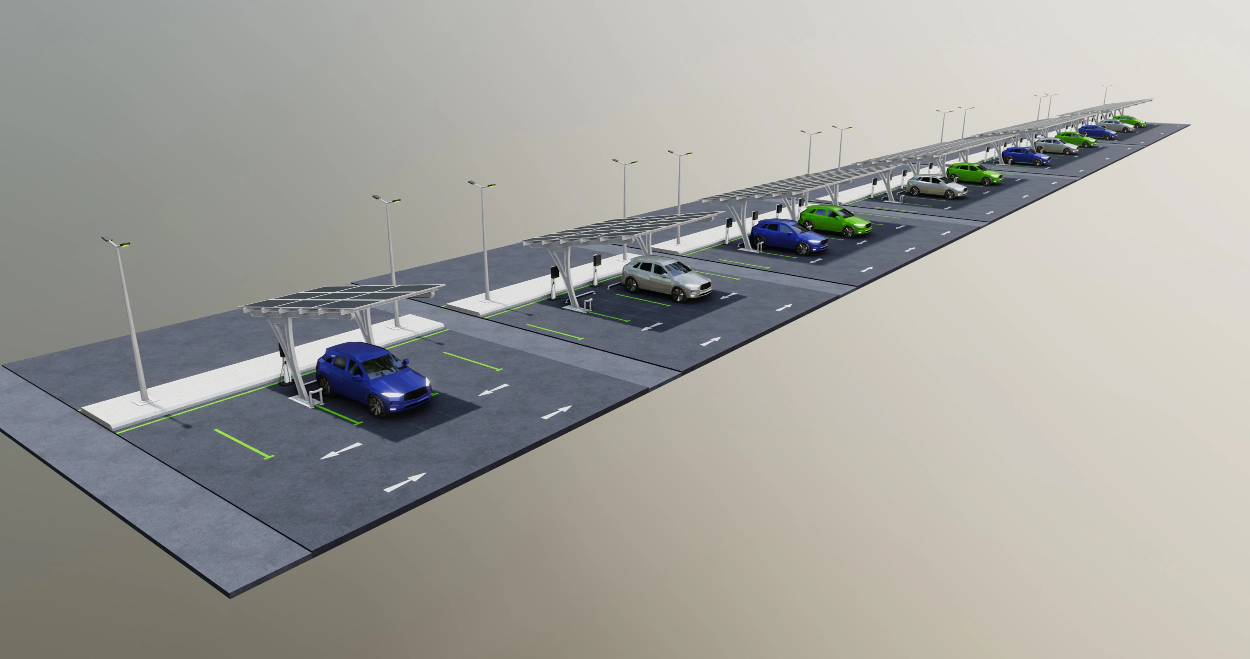 Low Poly Solar Carport Type-4 Pack 3D Model .c4d .max .obj .3ds .fbx .stl .blend