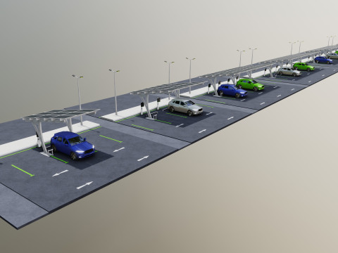 Low Poly Solar Carport Type-4 Pack Model 3D