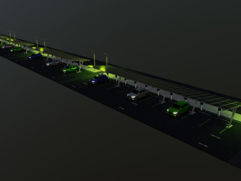 Low Poly Solar Carport Type-4 Pack Model 3D