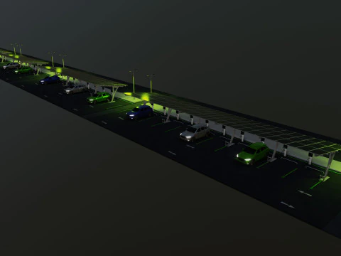 Low Poly Solar Carport Type-4 Pack 3D Model