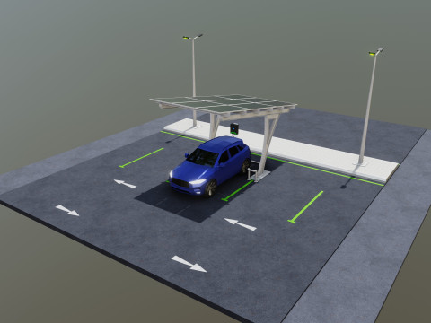 Low Poly Solar Carport Type-4 Pack Model 3D