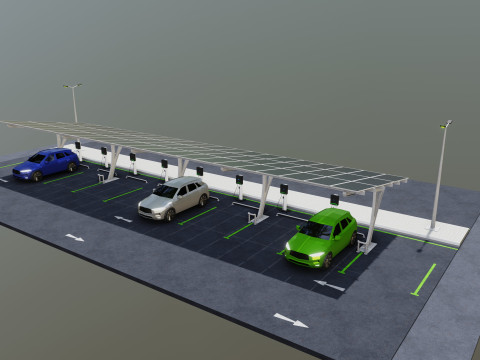 Low Poly Solar Carport Type-4 Pack Model 3D