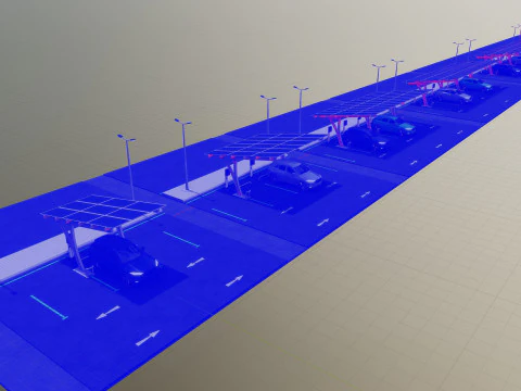 Low Poly Solar Carport Type-4 Pack 3D Model