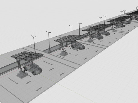 Low Poly Solar Carport Type-4 Pack Model 3D