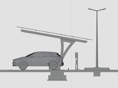 Low Poly Solar Carport Type-4 Pack Model 3D