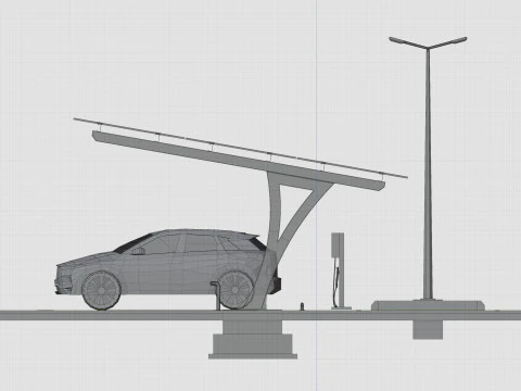 Low Poly Solar Carport Type-4 Pack 3D Model