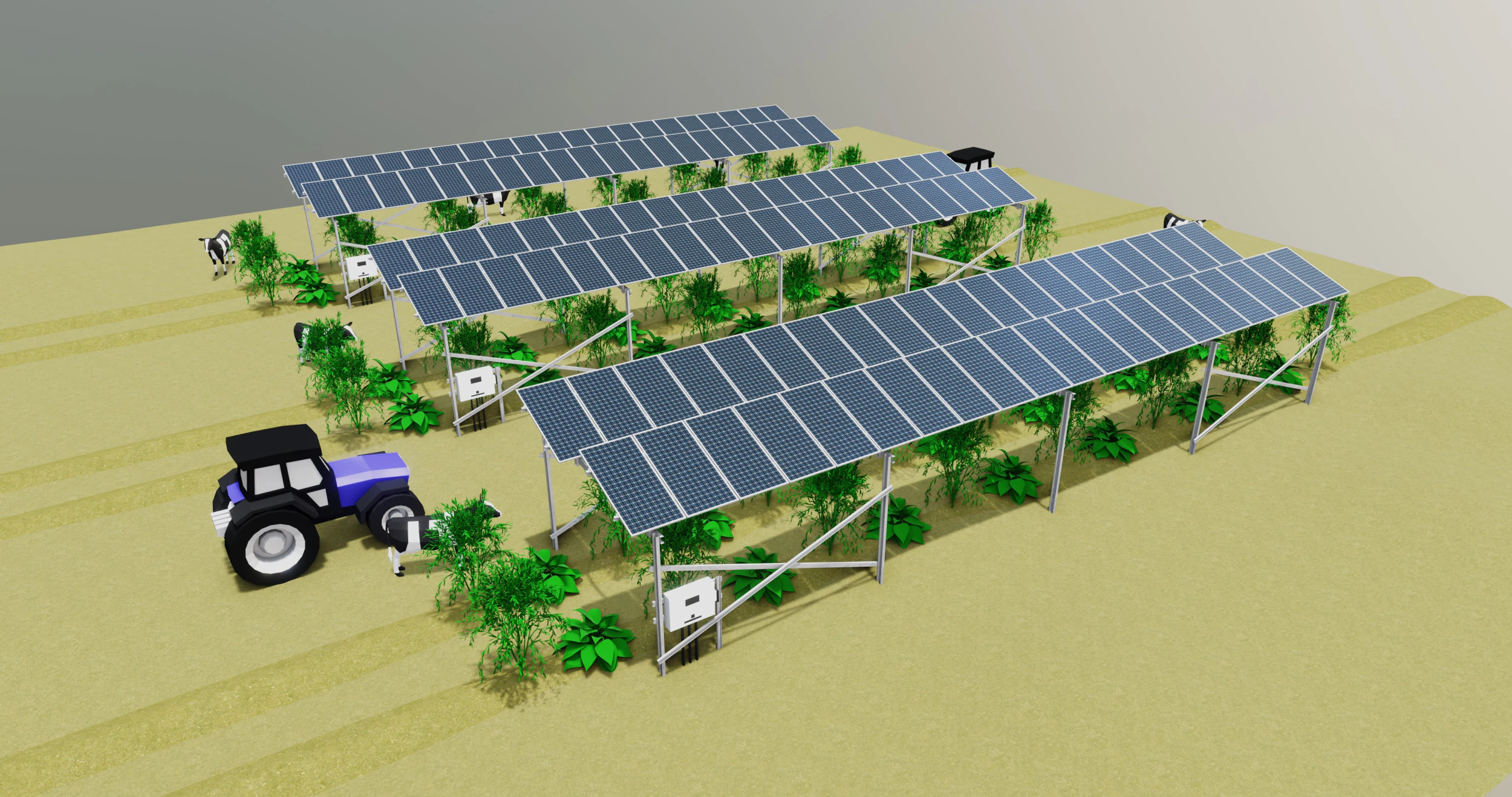 Lowpoly Agricultural Solar Energy Systems Type-1 3D Model .c4d .max .obj .3ds .fbx .stl .blend 
