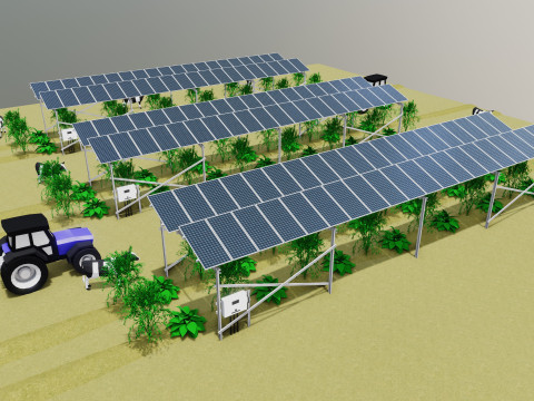 Lowpoly Agricultural Solar Energy Systems Type-1 3D Model