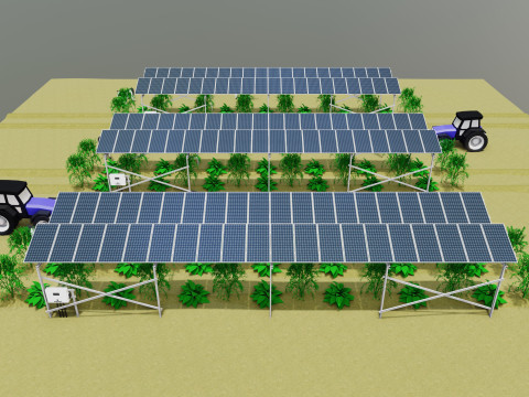 Lowpoly Agricultural Solar Energy Systems Type-1 3D-Modell