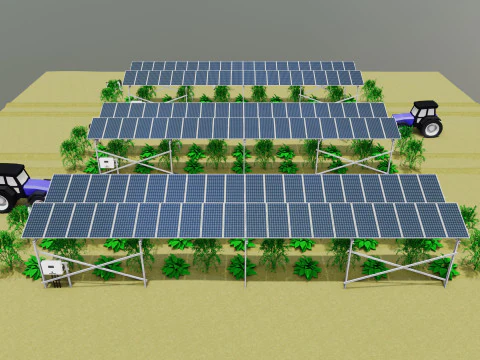 Lowpoly Agricultural Solar Energy Systems Type-1 3D Model
