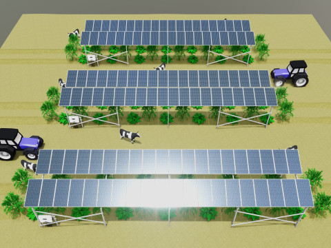 Lowpoly Agricultural Solar Energy Systems Type-1 3D-Modell