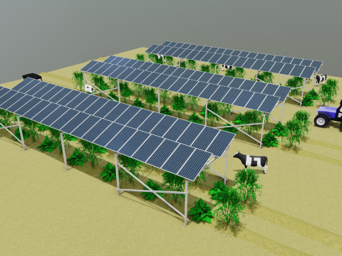 Lowpoly Agricultural Solar Energy Systems Type-1 3D-Modell