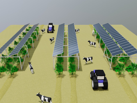 Lowpoly Agricultural Solar Energy Systems Type-1 3D-Modell