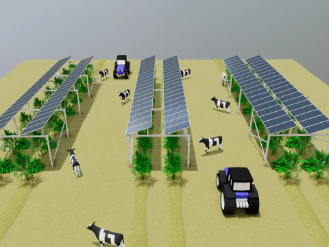 Lowpoly Agricultural Solar Energy Systems Type-1 3D Model