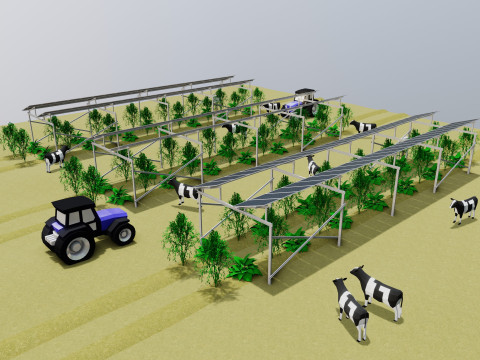 Lowpoly Agricultural Solar Energy Systems Type-1 3D-Modell
