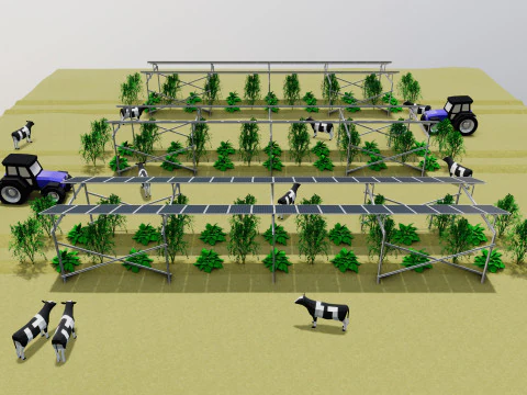 Lowpoly Agricultural Solar Energy Systems Type-1 3D Model