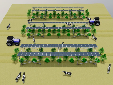 Lowpoly Agricultural Solar Energy Systems Type-1 3D Model