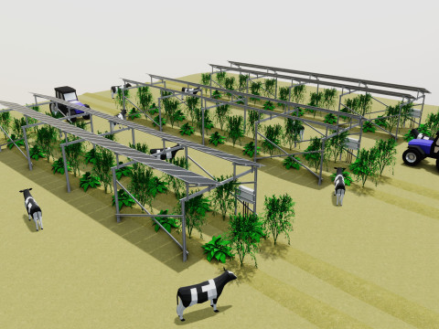 Lowpoly Agricultural Solar Energy Systems Type-1 3D-Modell