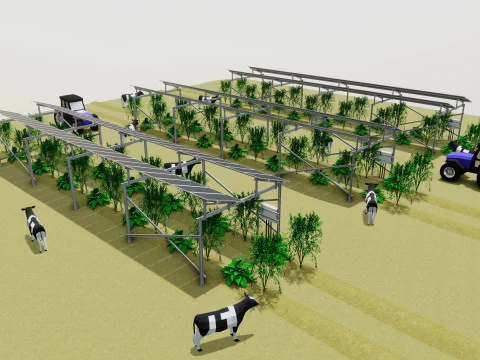 Lowpoly Agricultural Solar Energy Systems Type-1 3D Model