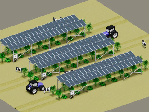 Lowpoly Agricultural Solar Energy Systems Type-1 3D Model