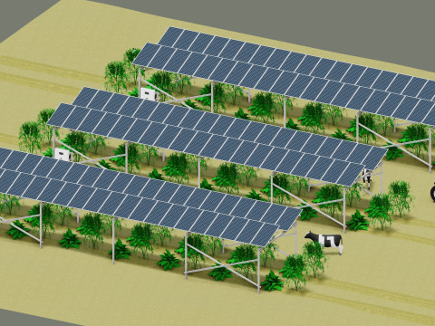 Lowpoly Agricultural Solar Energy Systems Type-1 3D-Modell