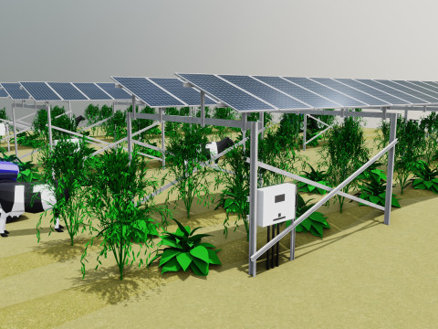 Lowpoly Agricultural Solar Energy Systems Type-1 3D-Modell