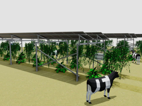 Lowpoly Agricultural Solar Energy Systems Type-1 3D Model