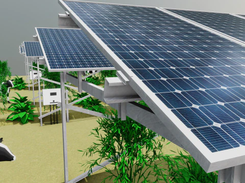Lowpoly Agricultural Solar Energy Systems Type-1 3D Model
