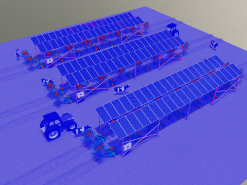 Lowpoly Agricultural Solar Energy Systems Type-1 3D-Modell