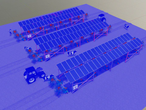 Lowpoly Agricultural Solar Energy Systems Type-1 3D Model
