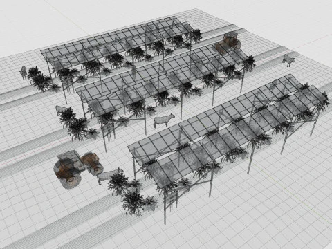 Lowpoly Agricultural Solar Energy Systems Type-1 3D Model