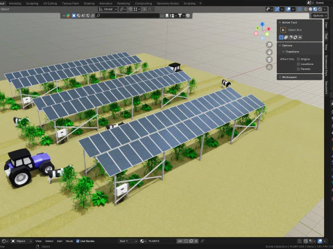 Lowpoly Agricultural Solar Energy Systems Type-1 3D Model