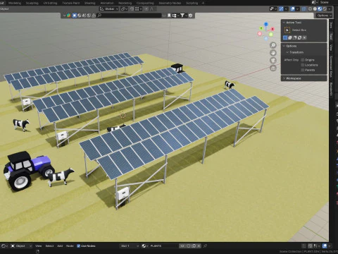 Lowpoly Agricultural Solar Energy Systems Type-1 3D Model