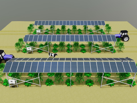 Lowpoly Agricultural Solar Energy Systems Type-2 3D 模型