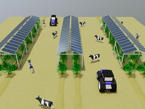 Lowpoly Agricultural Solar Energy Systems Type-2 3D 模型