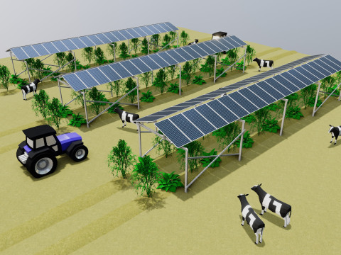 Lowpoly Agricultural Solar Energy Systems Type-2 3D 模型