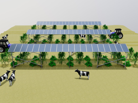 Lowpoly Agricultural Solar Energy Systems Type-2 3D 模型