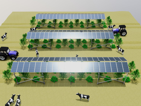 Lowpoly Agricultural Solar Energy Systems Type-2 3D 模型