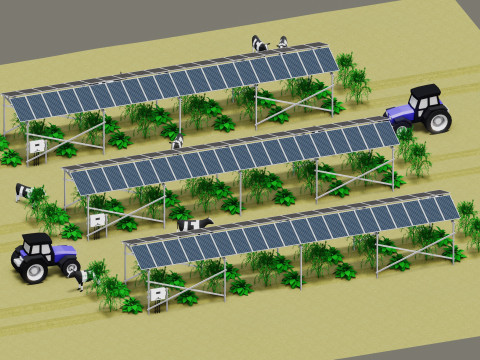 Lowpoly Agricultural Solar Energy Systems Type-2 3D 模型
