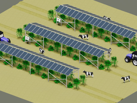 Lowpoly Agricultural Solar Energy Systems Type-2 3D 模型