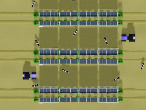 Lowpoly Agricultural Solar Energy Tracker Systems Model 3D
