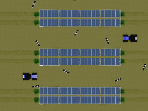 Lowpoly Agricultural Solar Energy Tracker Systems Model 3D