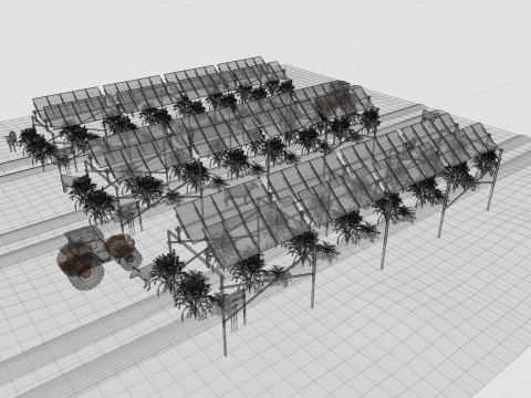 Lowpoly Agricultural Solar Energy Tracker Systems Model 3D