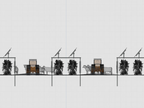 Lowpoly Agricultural Solar Energy Tracker Systems Model 3D