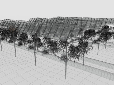 Lowpoly Agricultural Solar Energy Tracker Systems Model 3D