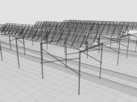 Lowpoly Agricultural Solar Energy Tracker Systems Model 3D