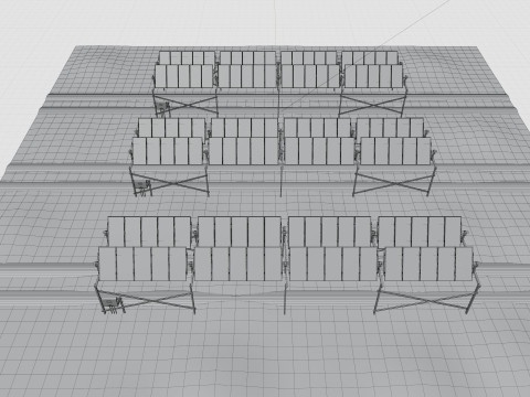 Lowpoly Agricultural Solar Energy Tracker Systems Model 3D