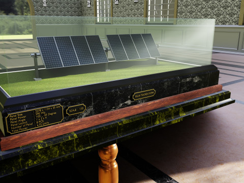 Solar Energy Single Panel Tracker System 1x2x8 Diorama 3D मॉडल
